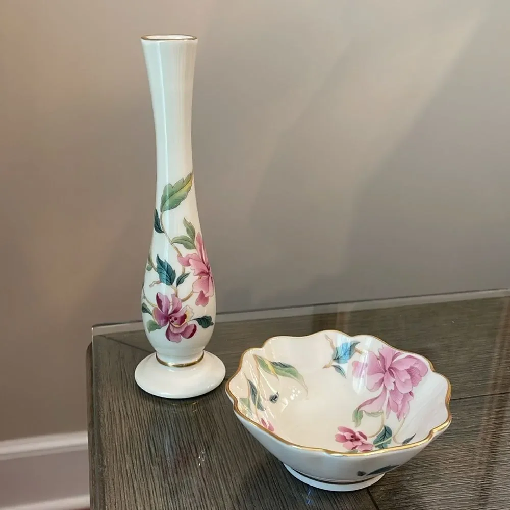 Lenox Barrington Vase & Bowl Floral Flower Vase & Trinket Dish